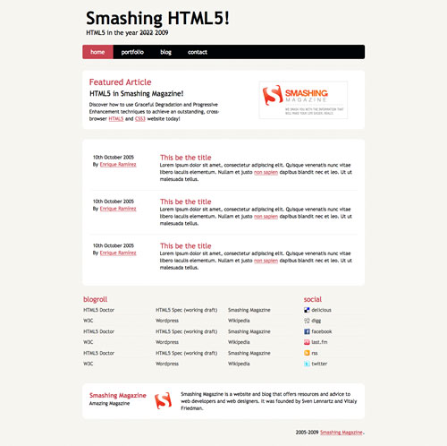 дизайн шаблона на HTML5